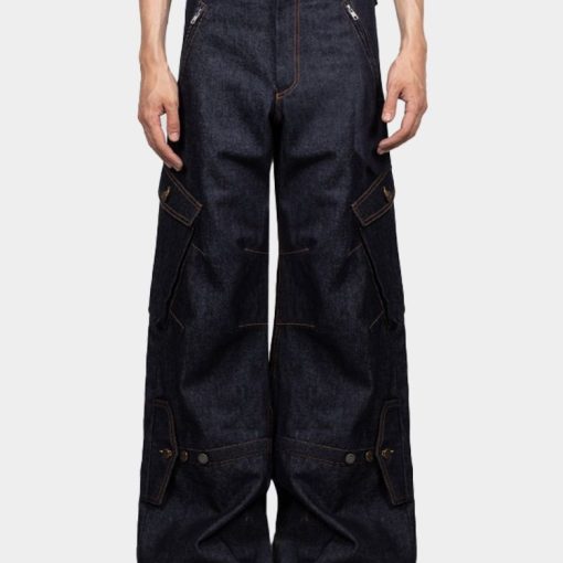 데님 카고 블랙 스톤워싱 SS24 DN 001 D