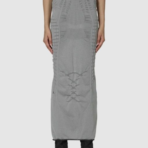 3D 니트 스커트 그레이 블랙