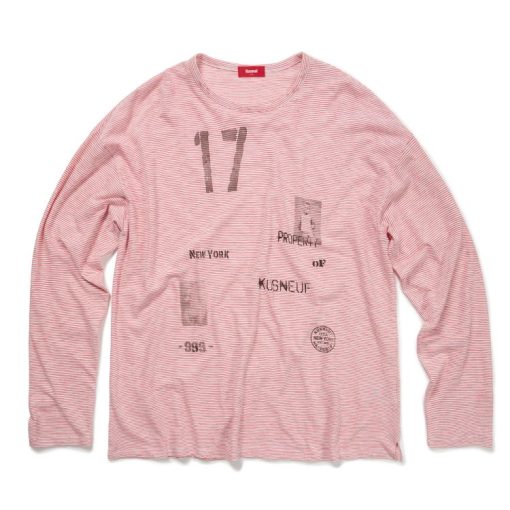 STATE:17' 프린트 스트라이프 긴팔 티셔츠 [레드]