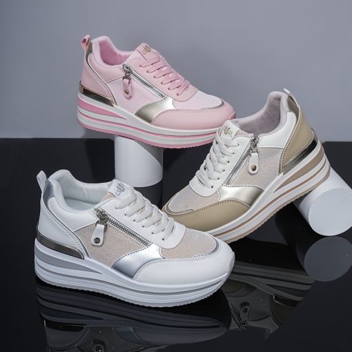 여성용 신상 패션 트렌드 스니커즈, 심플하고 우아한 캐주얼 신발